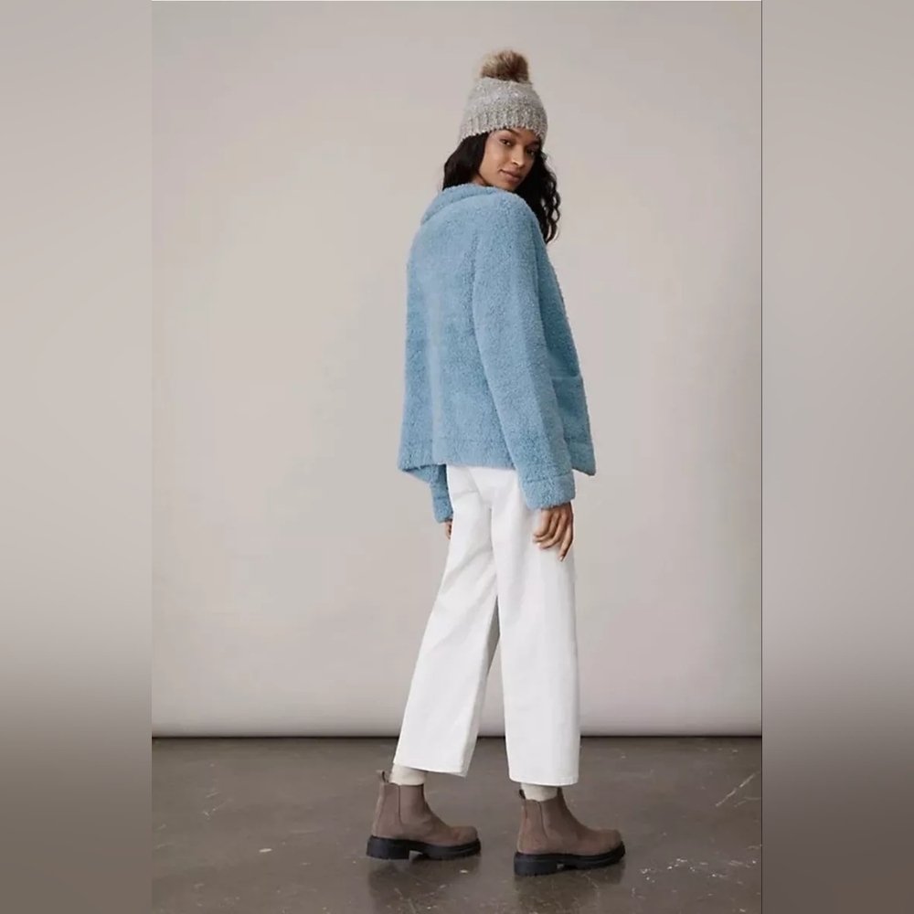 AMADI x Anthropologie Danika Fuzzy Teddy Sky Jacket Coat - Picture 11 of 11